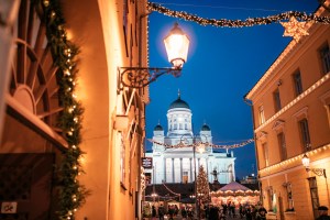 Helsinki Cathedral and Helsinki Christmas market.